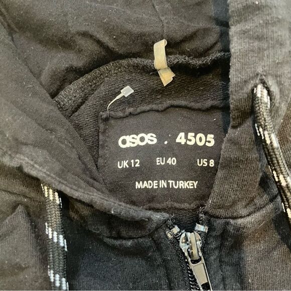 ASOS Design Black Zip Uo Hooded Sweatshirt Size 8 - Picture 3 of 4